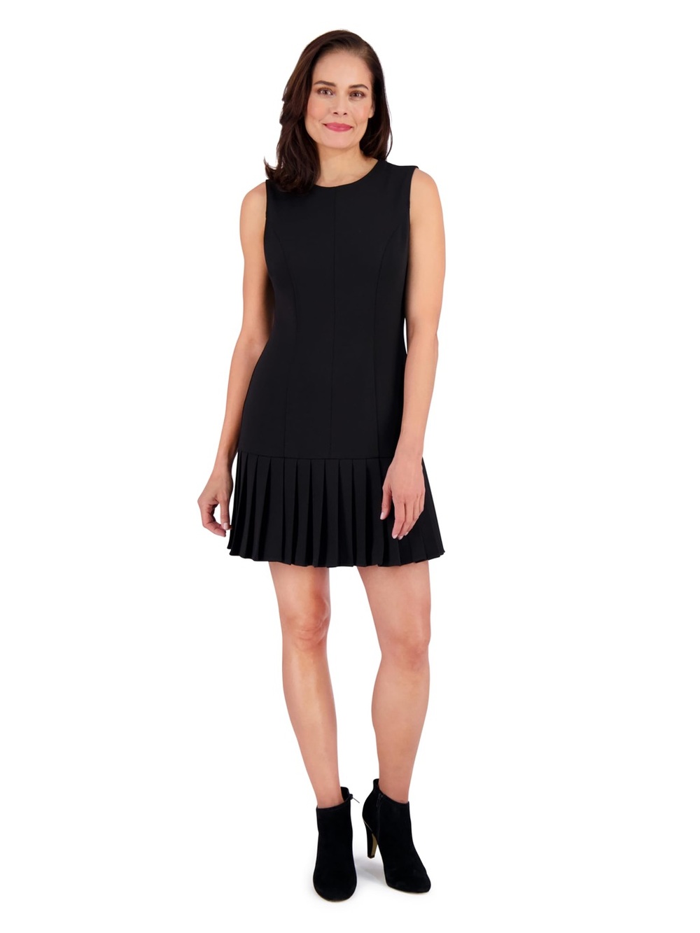 London Times NWT Nani Black Drop Waist Pleated Mini Dress Womens Size 6